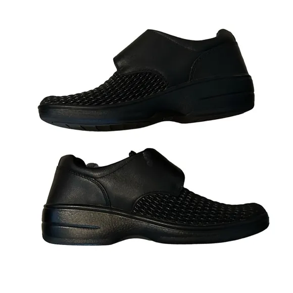 Propet Black Olivia Stretchable Diabetic Orthopedic Hook &amp; Loop Closure 6.5 Shoe