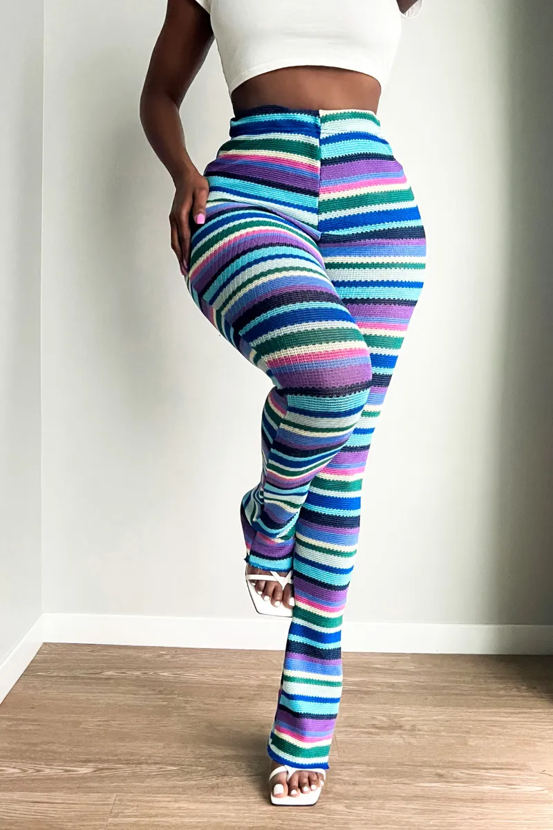 RAINBOW STRIPED SLIP-ON BLUE | PANTS