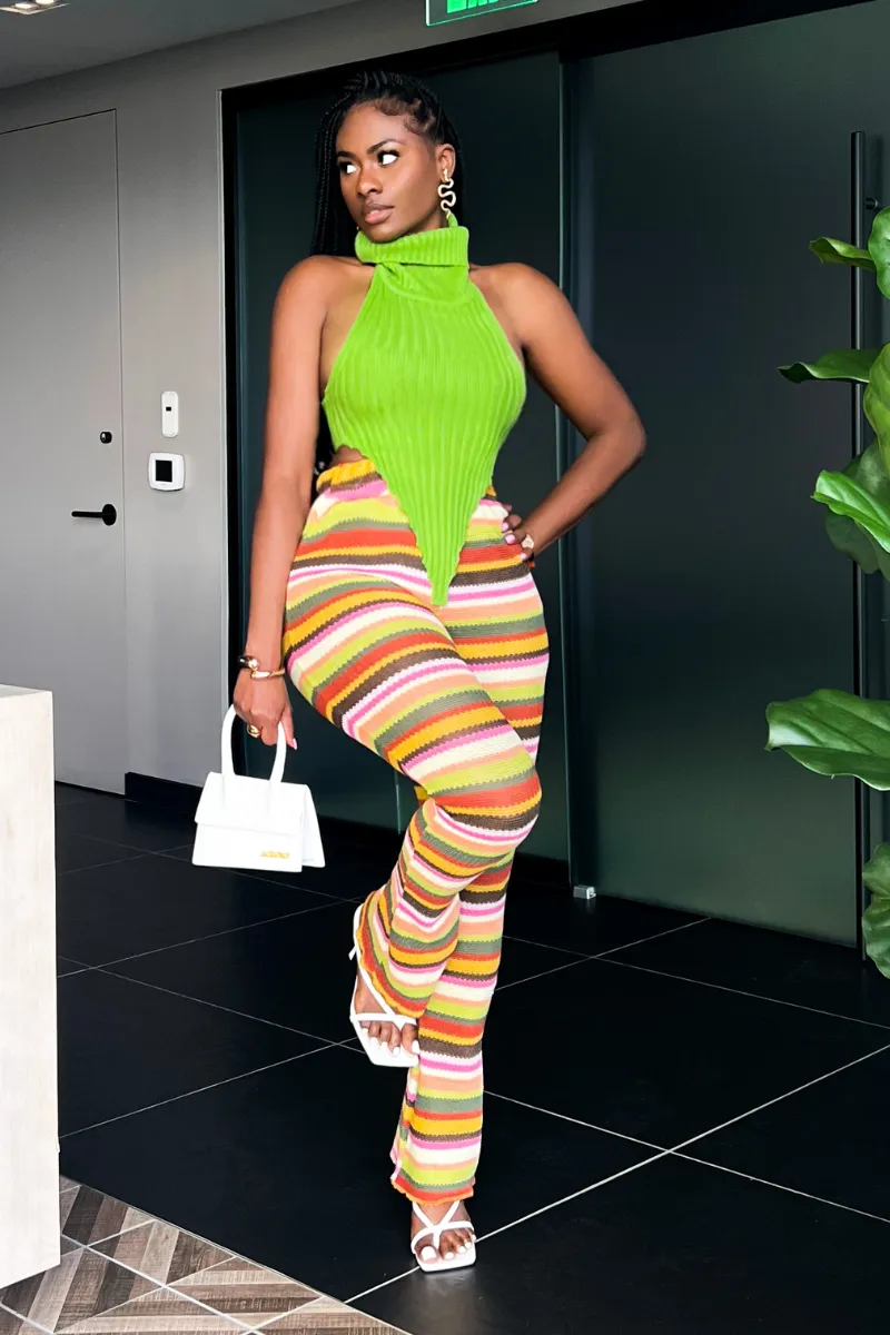 RAINBOW STRIPED SLIP-ON YELLOW | PANTS