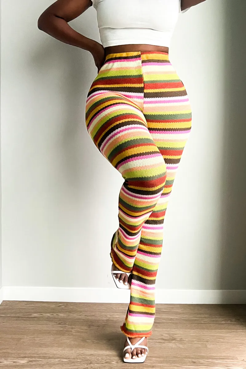RAINBOW STRIPED SLIP-ON YELLOW | PANTS