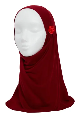 Red Girls Flower Hijab