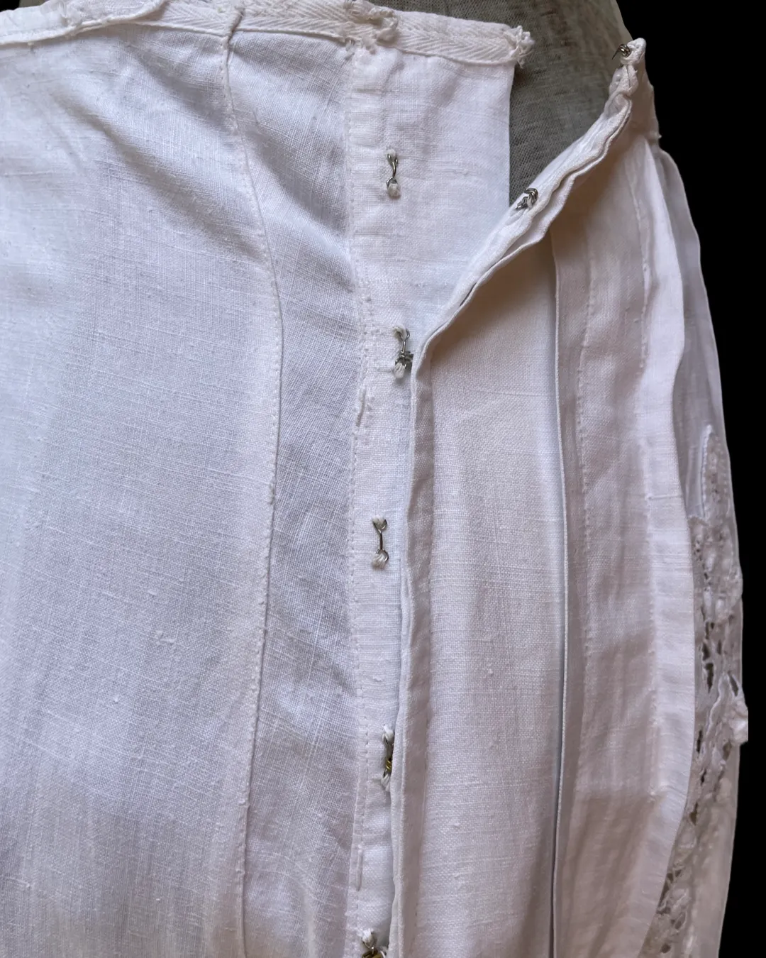 RESERVED Antique Linen & Battenburg Lace Skirt