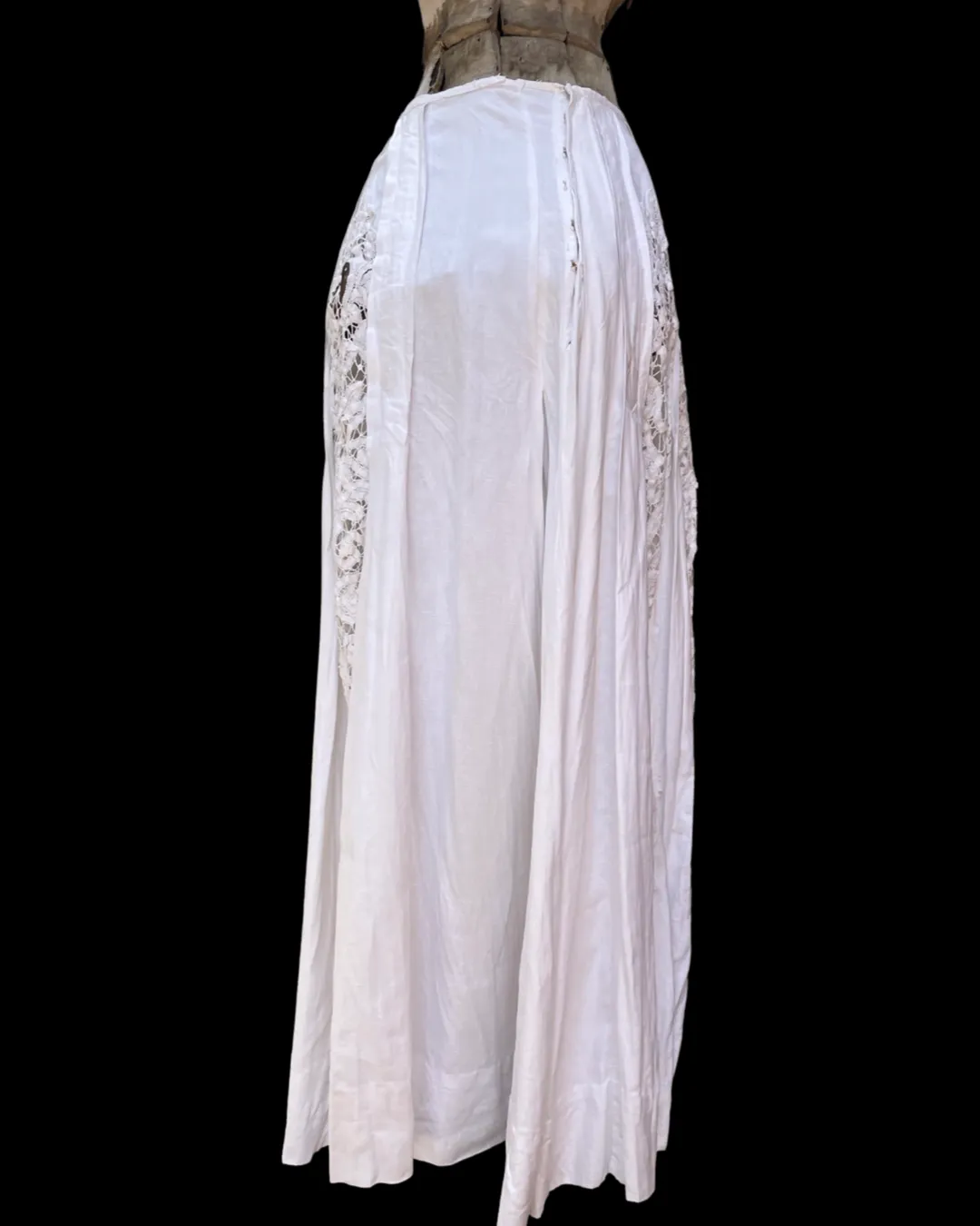 RESERVED Antique Linen & Battenburg Lace Skirt