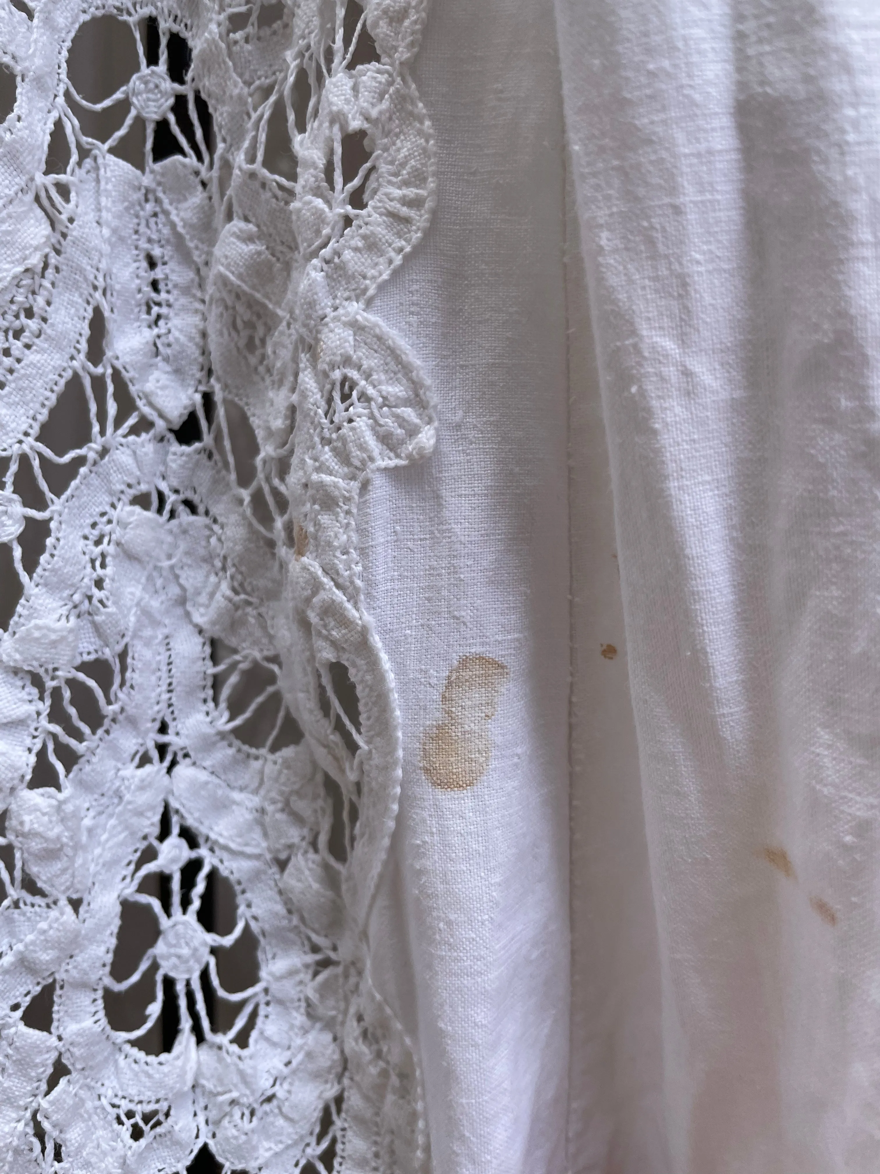 RESERVED Antique Linen & Battenburg Lace Skirt