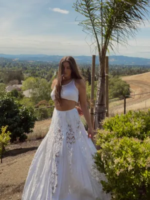 RESERVED Antique Linen & Battenburg Lace Skirt