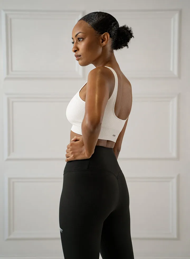 Ribbed Seamless Bra - White