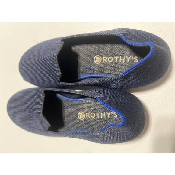 Rothy's The Kids Loafer Girls Navy Blue Slip-On Shoes Youth Size 1