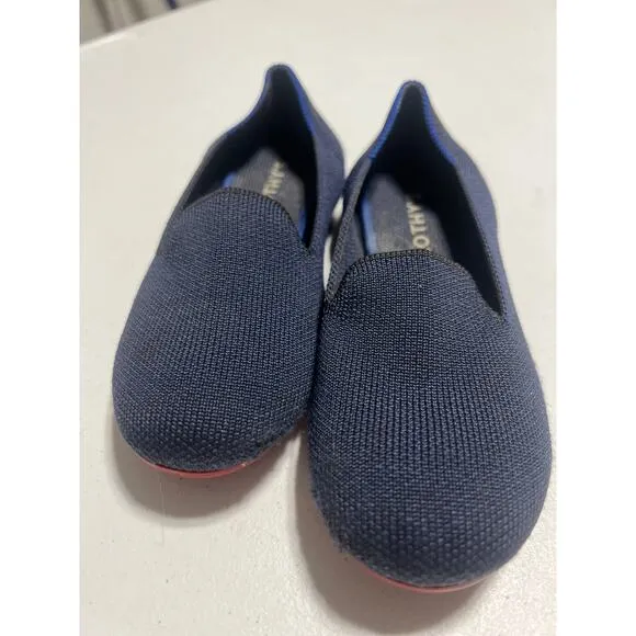 Rothy's The Kids Loafer Girls Navy Blue Slip-On Shoes Youth Size 1