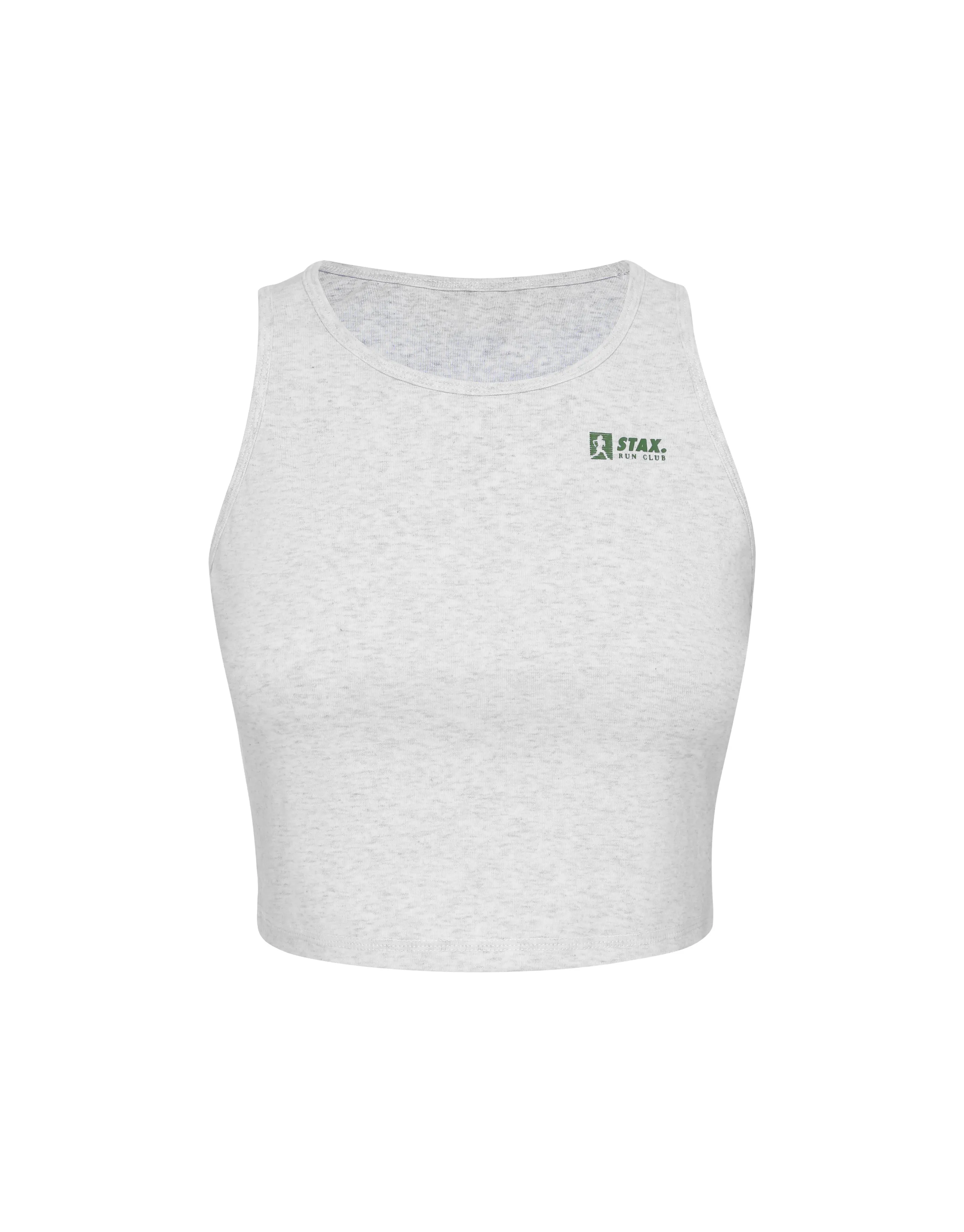 Run Club Cotton Cropped Tank - Grey Marle