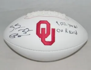 SAMAJE PERINE AUTOGRAPHED SIGNED OU OKLAHOMA SOONERS WHITE LOGO FOOTBALL COA