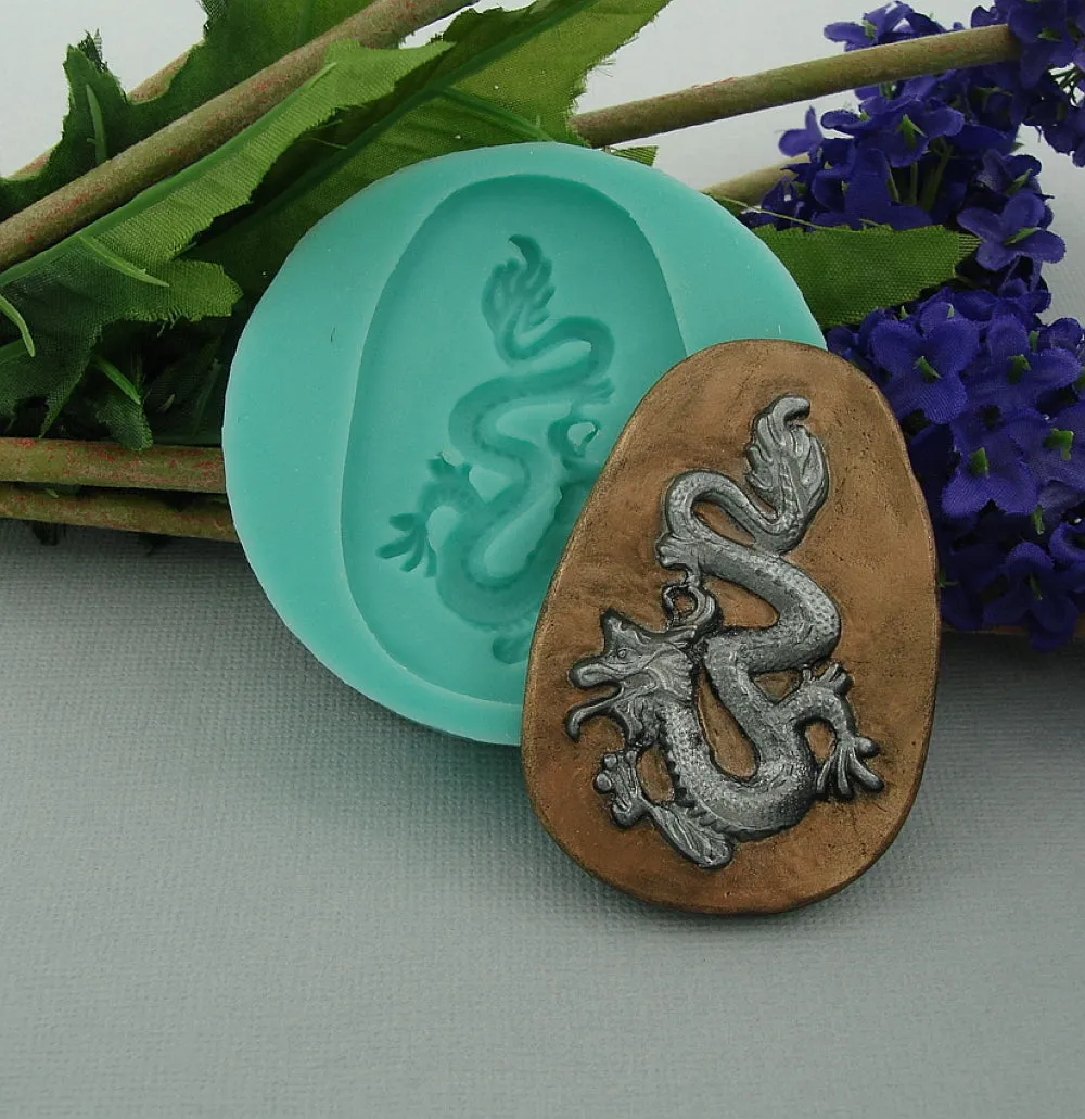 Silicon Mold Flexible  Dragon , Jewelry, Resin, Clay.