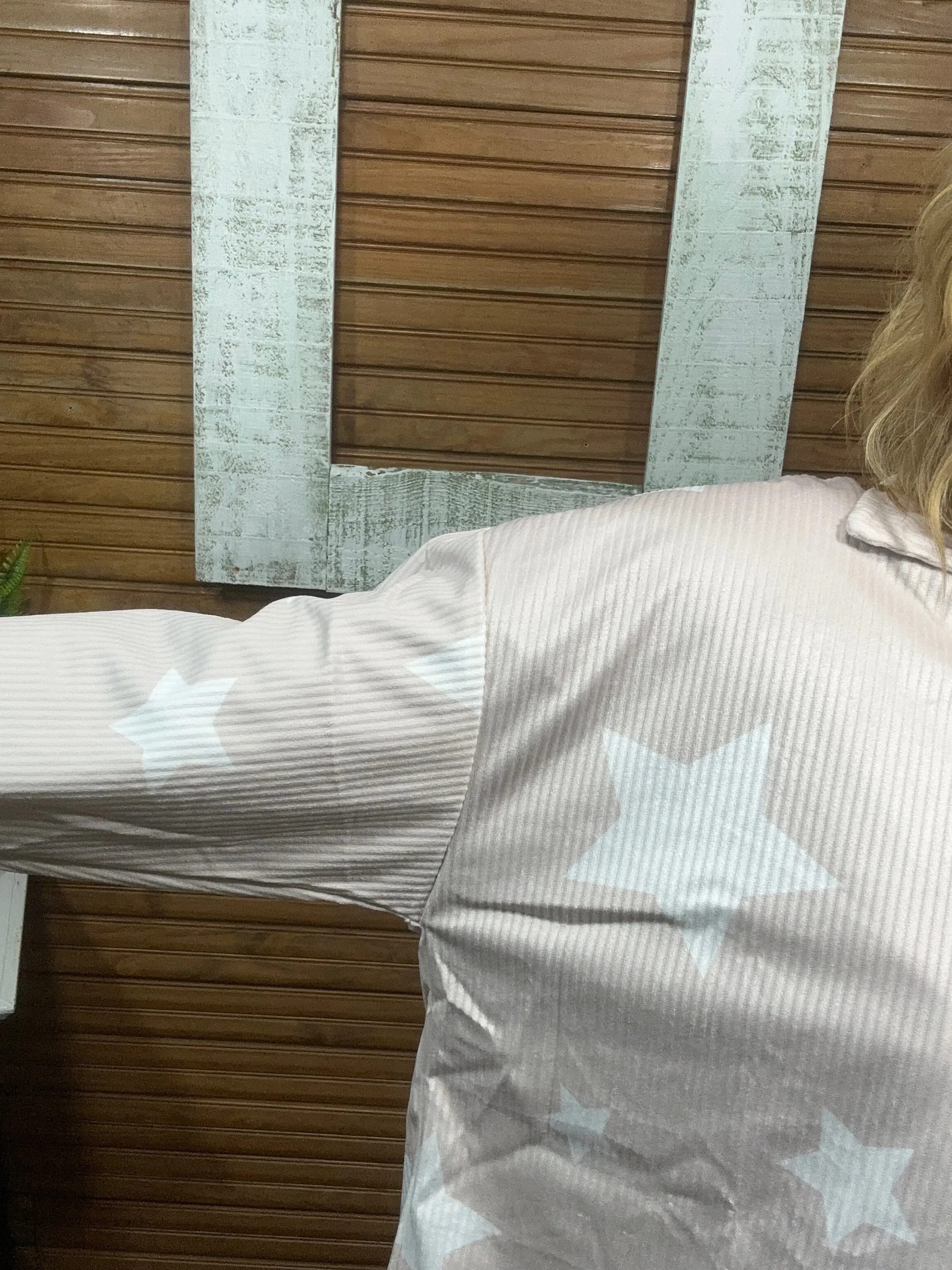 Soft Tan Shacket w/Stars