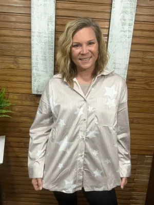 Soft Tan Shacket w/Stars