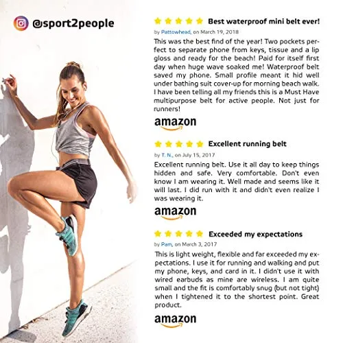 sport2people Running Belt USA Patented - Hands-Free Workout Fanny Pack - iPhone X 8 11 12 Pro Buddy Pouch for Runners -Ã‚ FreerunningÃ‚ Reflective Waist Pack Phone Holder - Fitness Gear Accessories