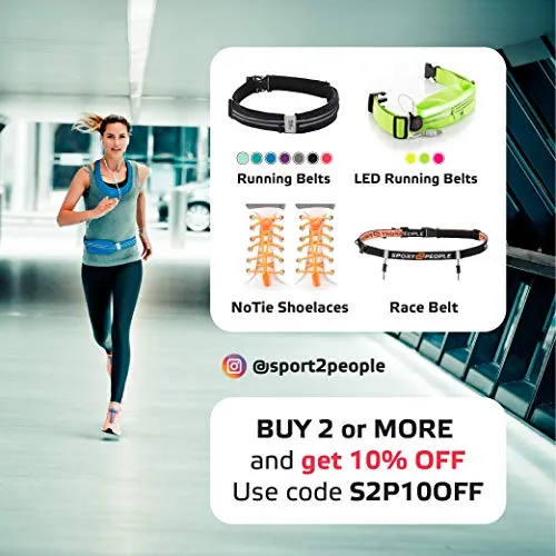 sport2people Running Belt USA Patented - Hands-Free Workout Fanny Pack - iPhone X 8 11 12 Pro Buddy Pouch for Runners -Ã‚ FreerunningÃ‚ Reflective Waist Pack Phone Holder - Fitness Gear Accessories