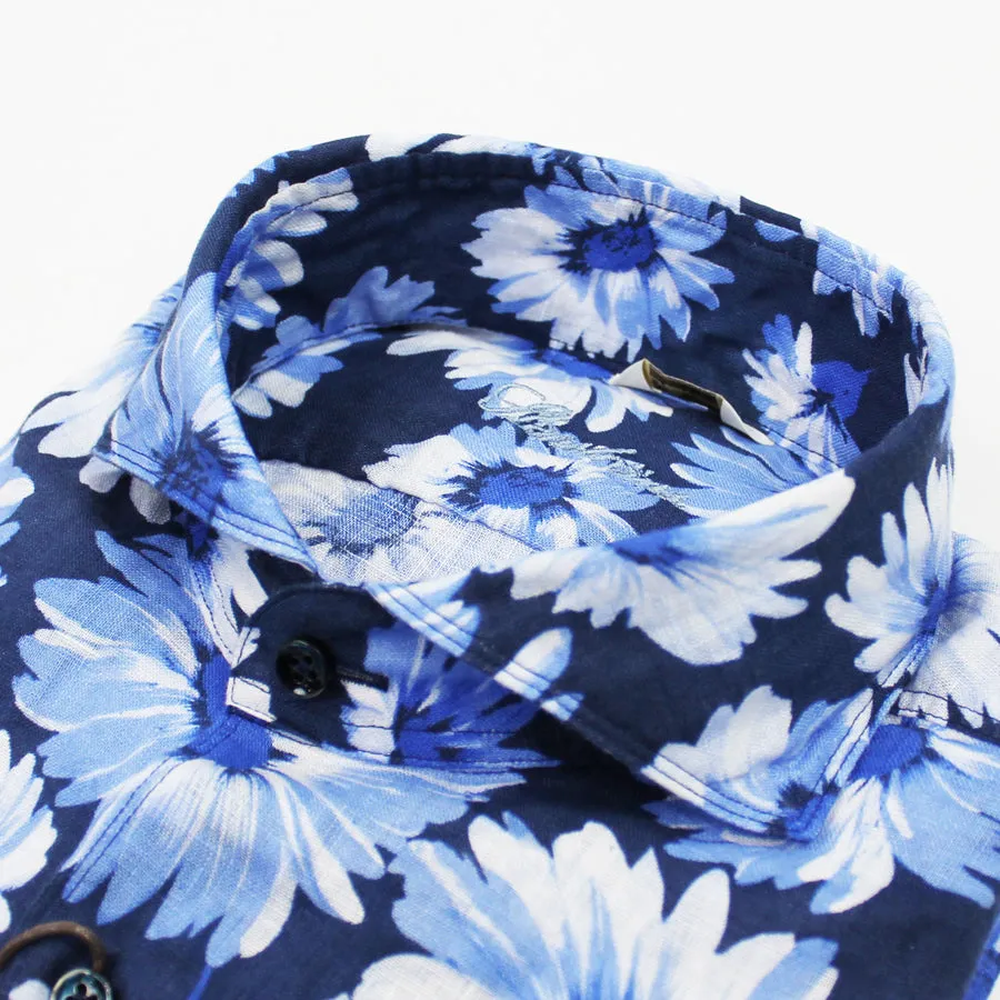 Stenstroms - Casual Slimline Floral Shirt in Navy