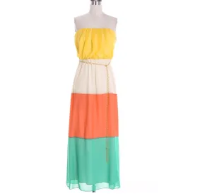 Strapless Colorblock Maxi Dress