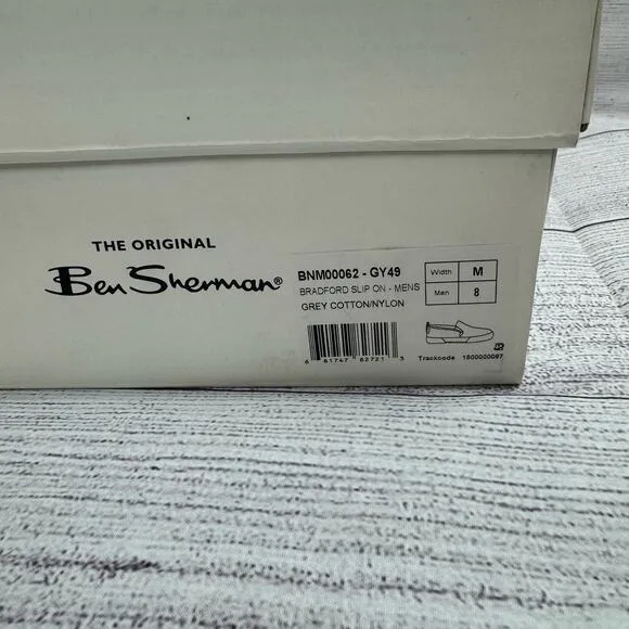 The Original Ben Sherman Gray Cotton Bradford Slip On Shoes Size 8
