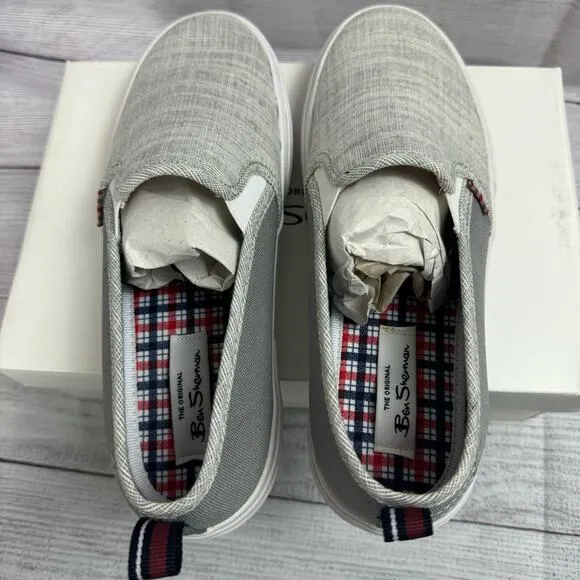 The Original Ben Sherman Gray Cotton Bradford Slip On Shoes Size 8