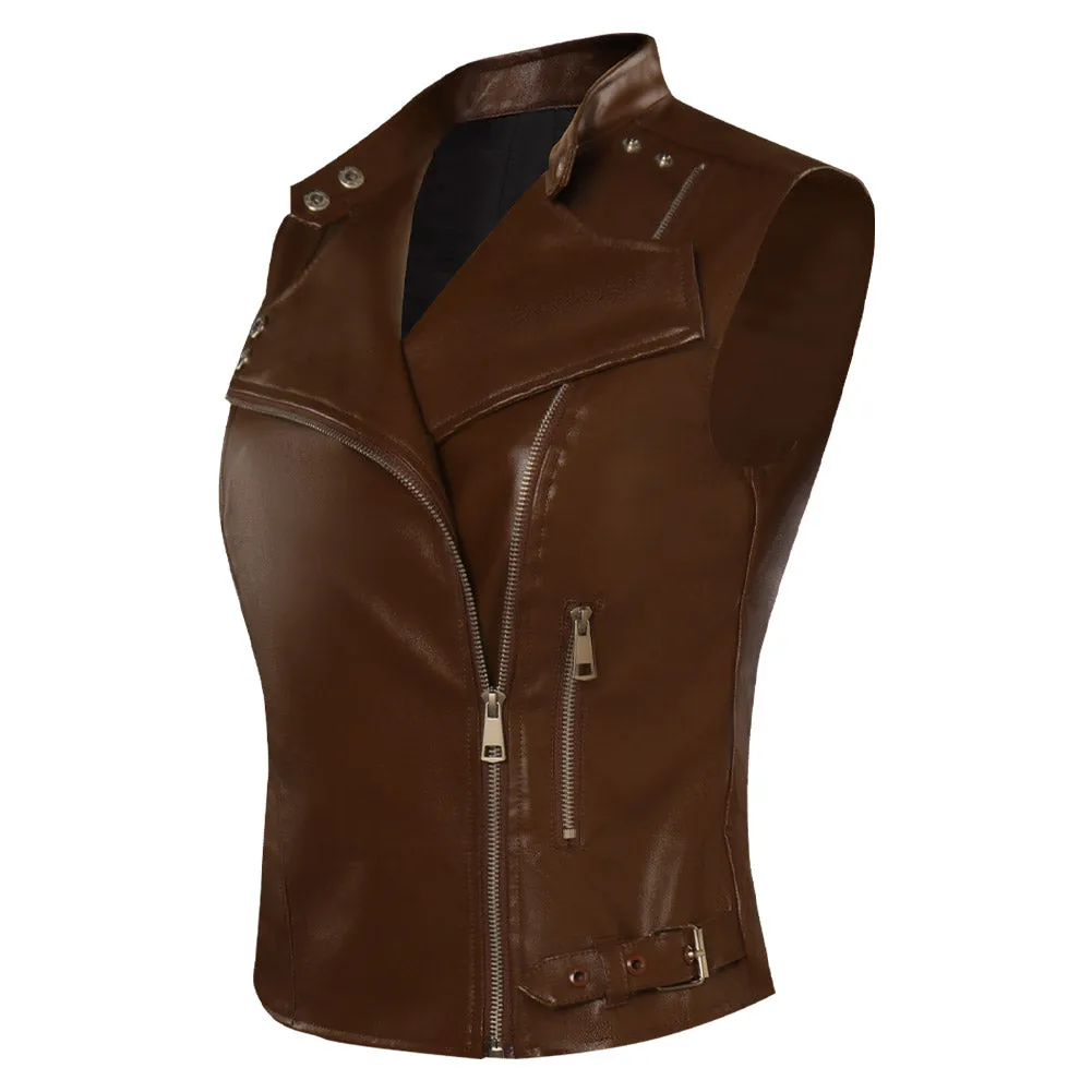 The Walking Dead: Dead City Maggie Greene Leather Vest Cosplay Costume Halloween Carnival Suit