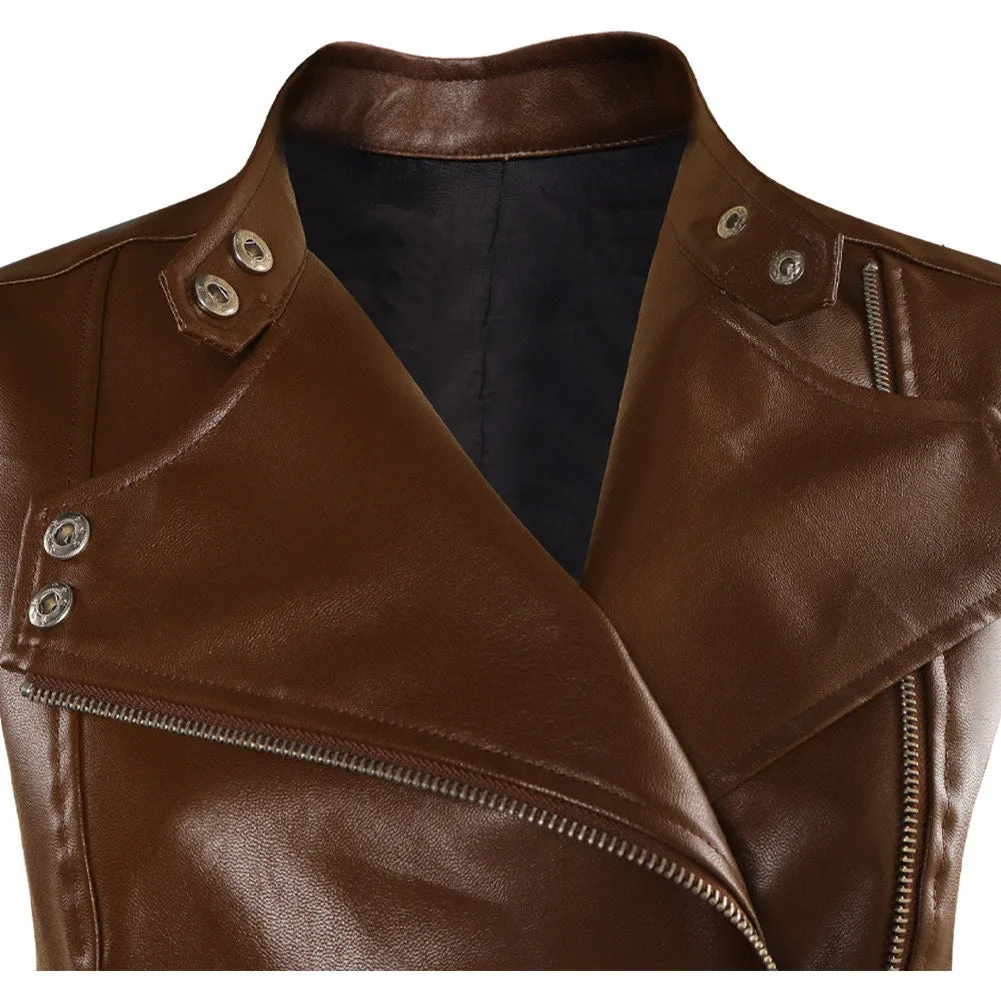 The Walking Dead: Dead City Maggie Greene Leather Vest Cosplay Costume Halloween Carnival Suit