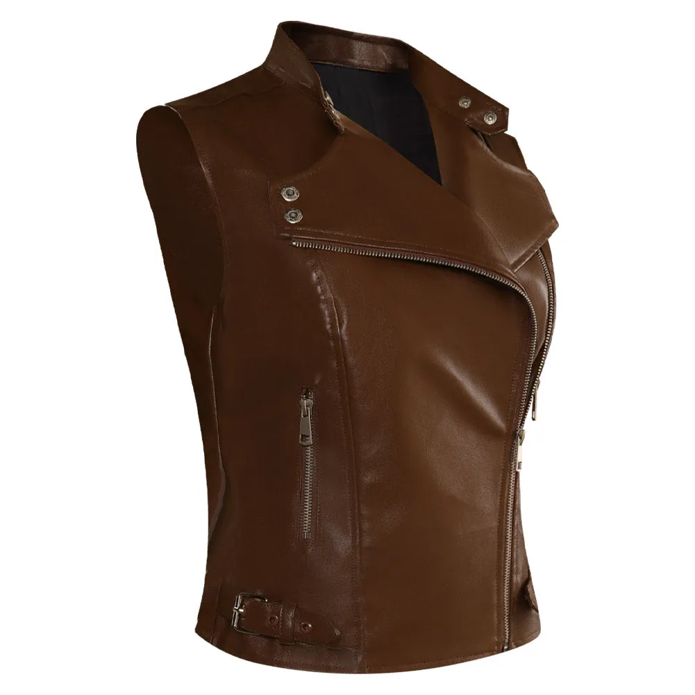 The Walking Dead: Dead City Maggie Greene Leather Vest Cosplay Costume Halloween Carnival Suit