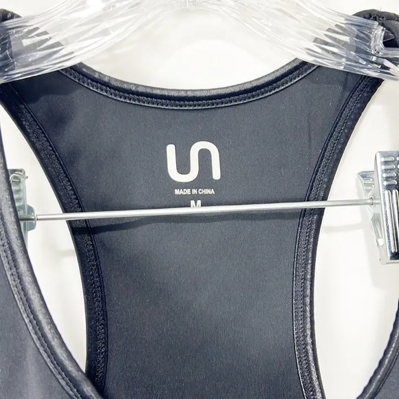 Urban Savage Stash Bra Pocket Sports Bra w Satin Trim in Black Medium