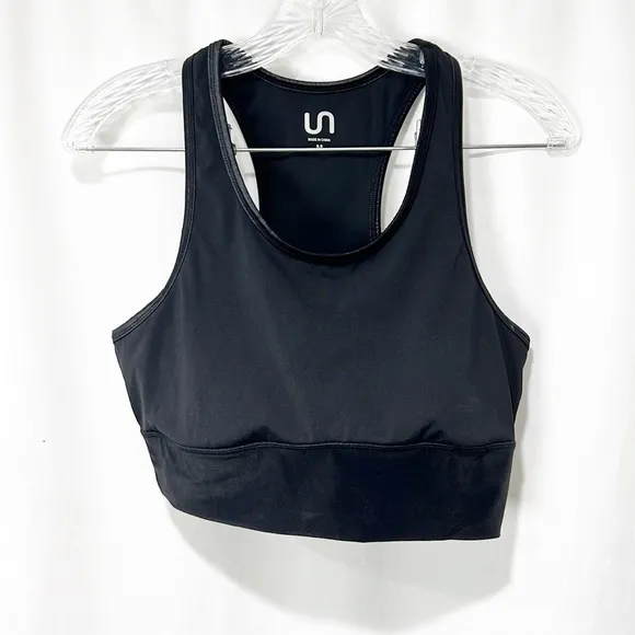 Urban Savage Stash Bra Pocket Sports Bra w Satin Trim in Black Medium