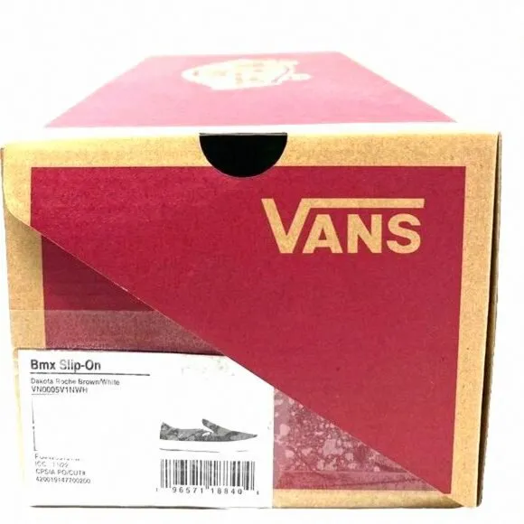 VANS BMX Slip On Shoe x Dakota Roche Women Size VN0005V1NWH Brown Canvas Casual