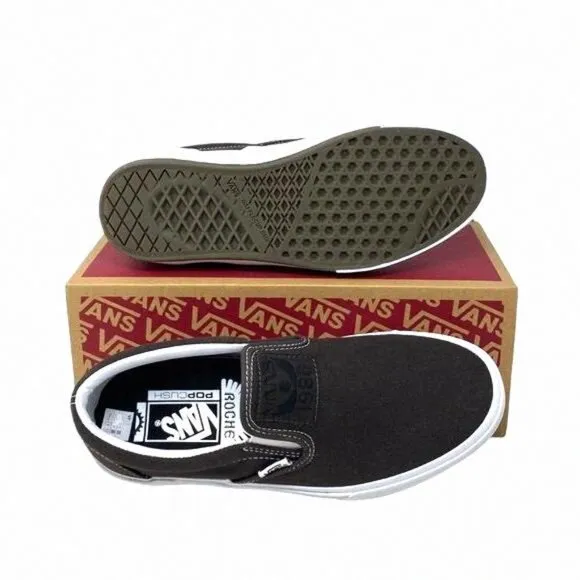 VANS BMX Slip On Shoe x Dakota Roche Women Size VN0005V1NWH Brown Canvas Casual
