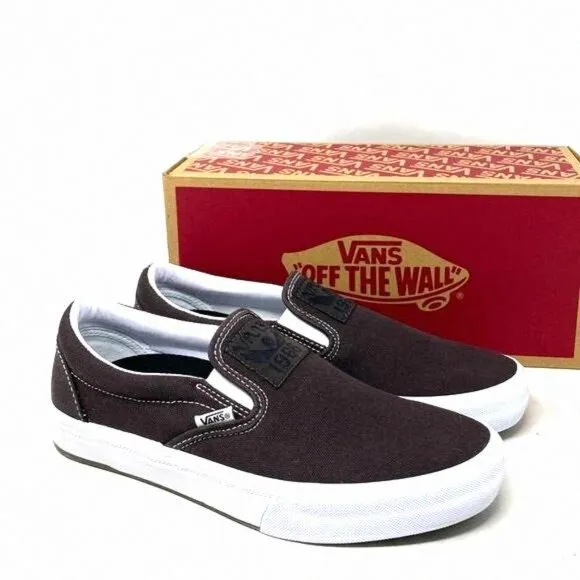 VANS BMX Slip On Shoe x Dakota Roche Women Size VN0005V1NWH Brown Canvas Casual