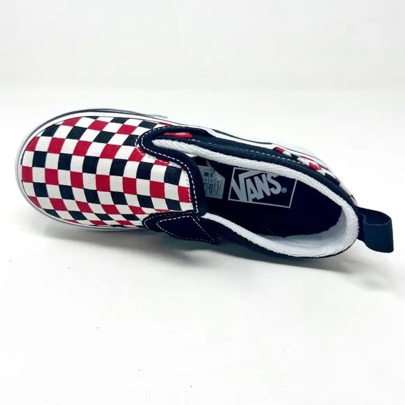 Vans Slip On V (Checkerboard) Black Racing Red Baby Toddler Sneakers