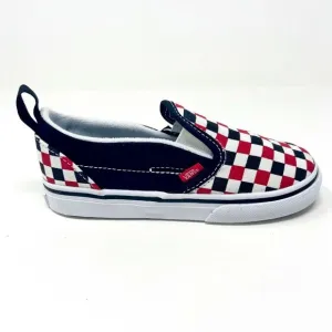 Vans Slip On V (Checkerboard) Black Racing Red Baby Toddler Sneakers