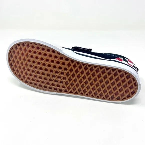 Vans Slip On V (Checkerboard) Black Racing Red Baby Toddler Sneakers
