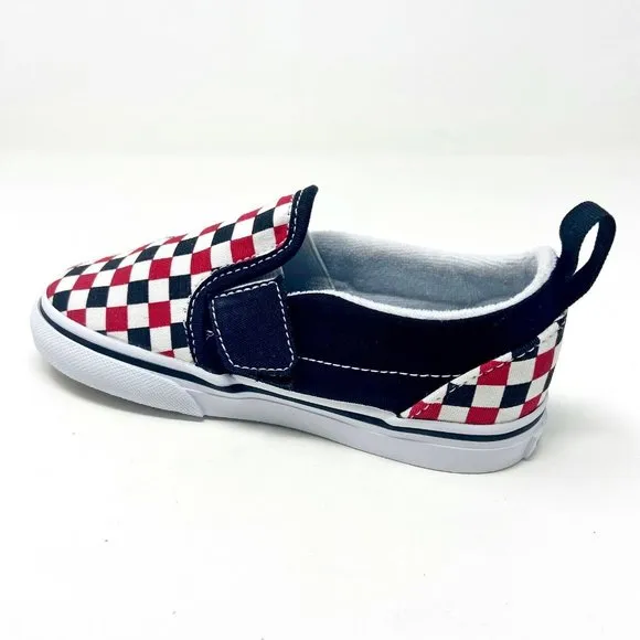 Vans Slip On V (Checkerboard) Black Racing Red Baby Toddler Sneakers