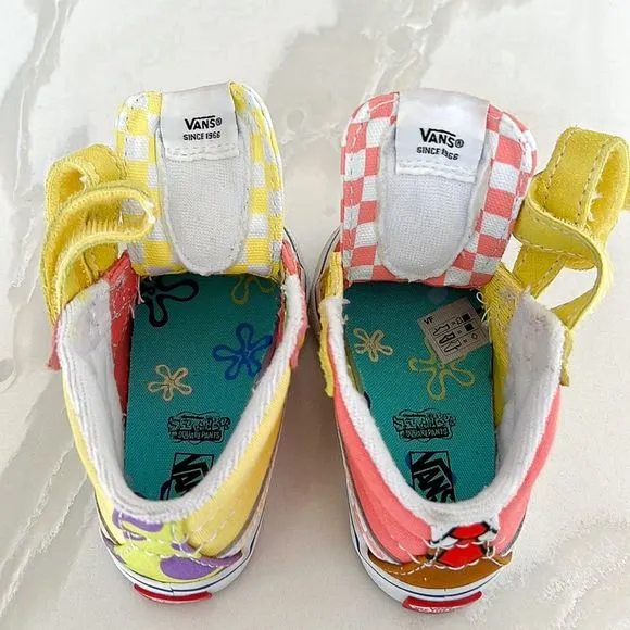 Vans X SpongeBob SquarePants Sk8-Mid Reissue V Pink Sz 4 Little Kid
