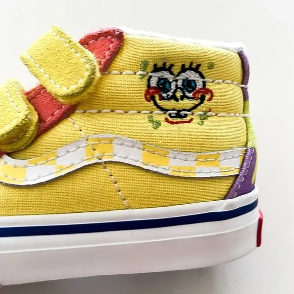 Vans X SpongeBob SquarePants Sk8-Mid Reissue V Pink Sz 4 Little Kid