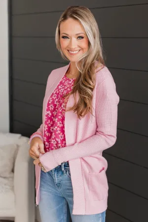 Walking On Clouds Knit Cardigan- Light Pink