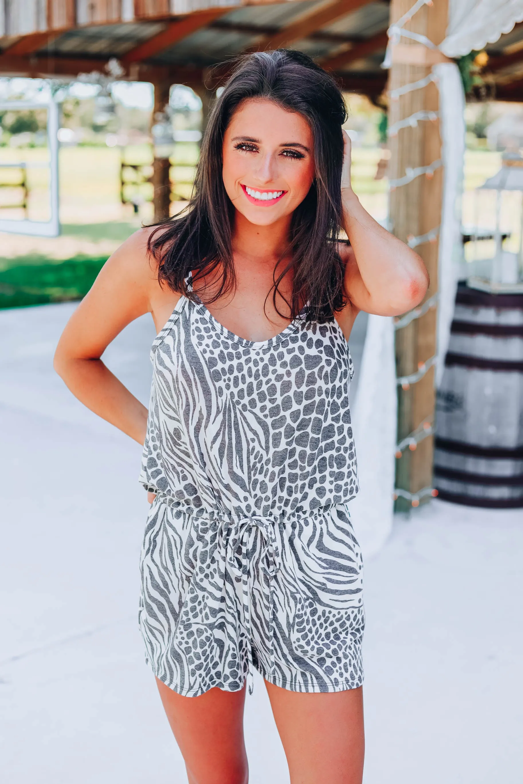 Watch Me Go Zebra Romper
