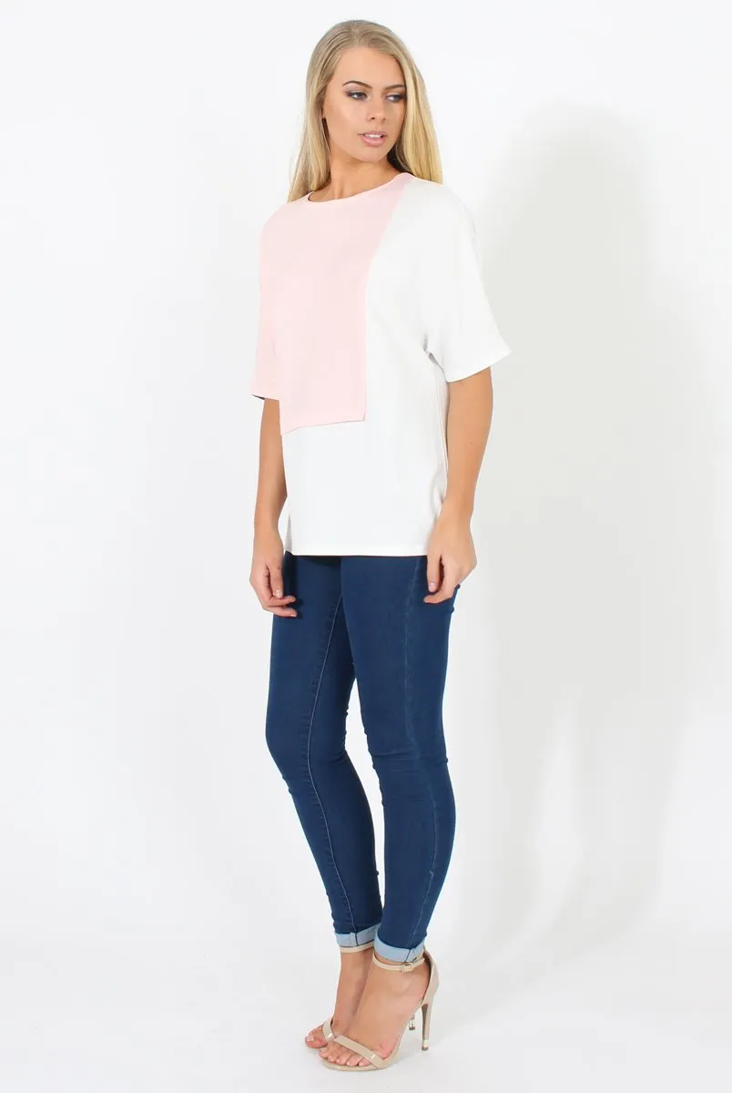 White Panel T-Shirt - Aimee