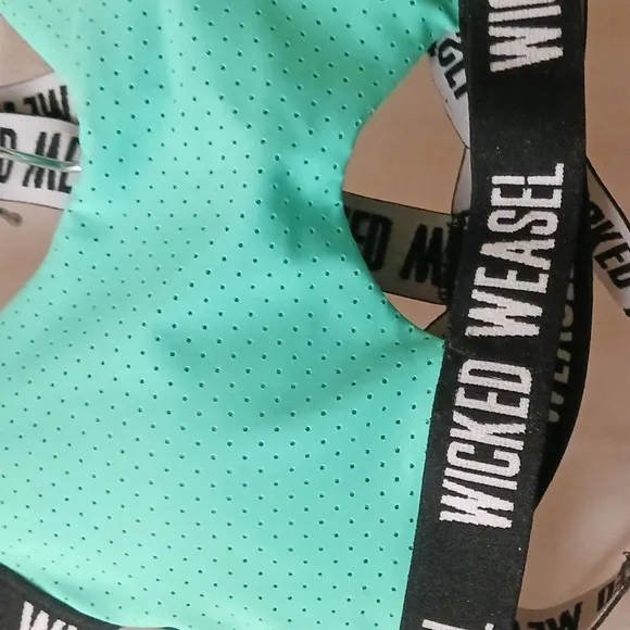 Wicked Weasel Activewear. NWOT. Small. Black &amp; Teal / Light Green Blue iss Color