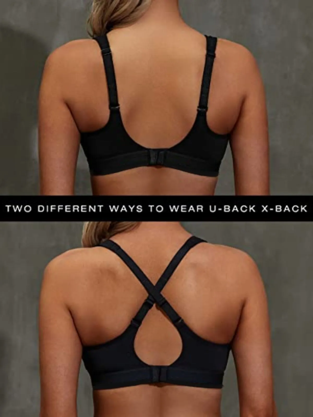 Wireless Full Coverage Workout Bra No Padded Plus Size Cross Back Exercise Sports Bra Black