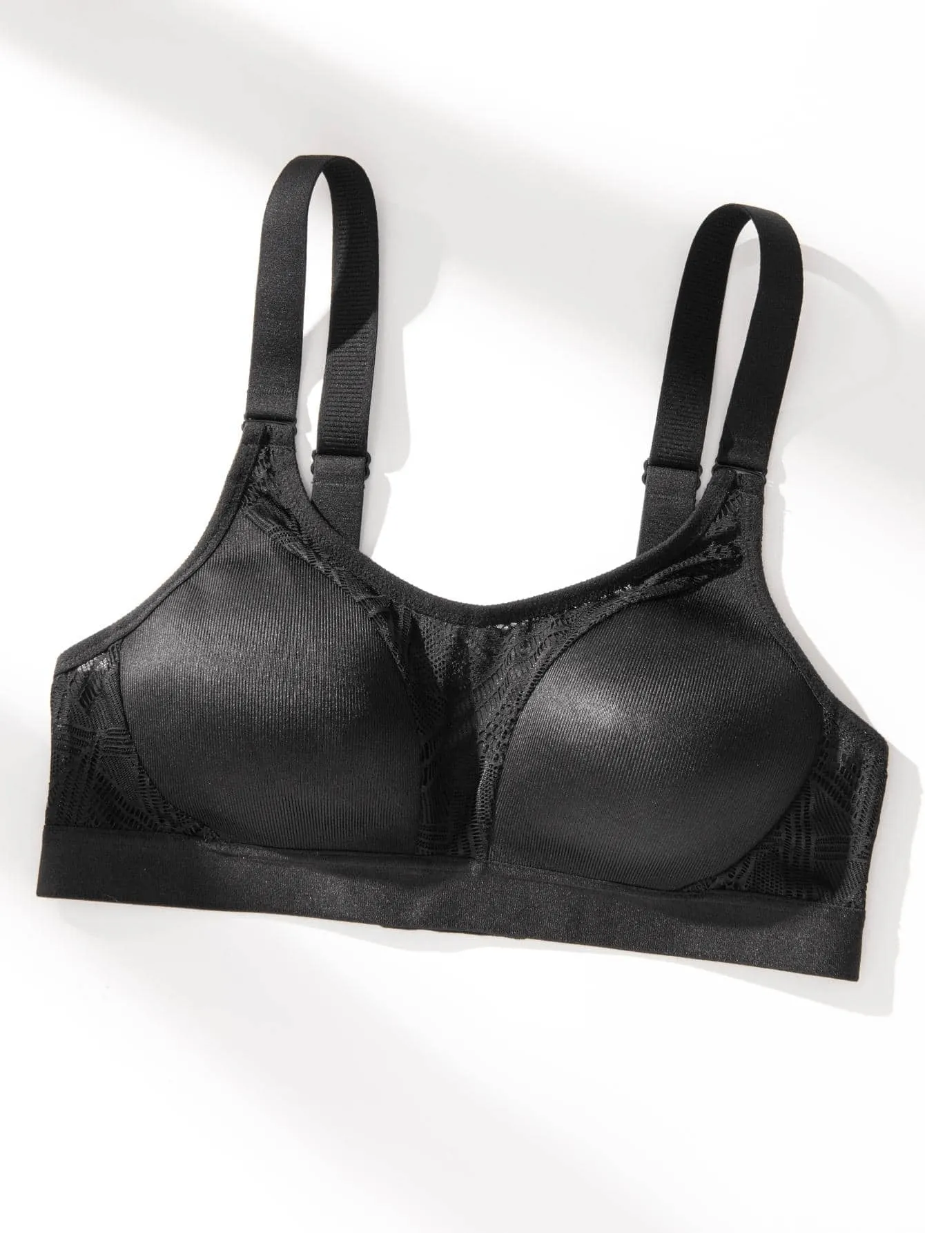 Wireless Full Coverage Workout Bra No Padded Plus Size Cross Back Exercise Sports Bra Black