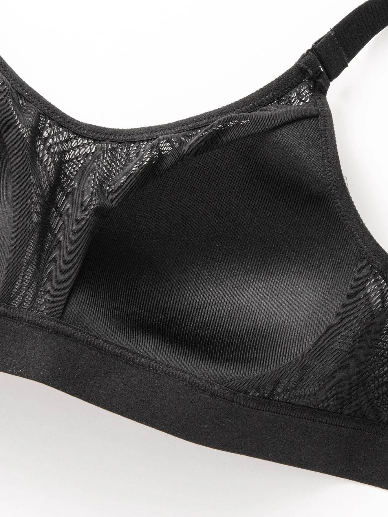 Wireless Full Coverage Workout Bra No Padded Plus Size Cross Back Exercise Sports Bra Black