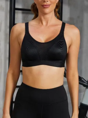 Wireless Full Coverage Workout Bra No Padded Plus Size Cross Back Exercise Sports Bra Black