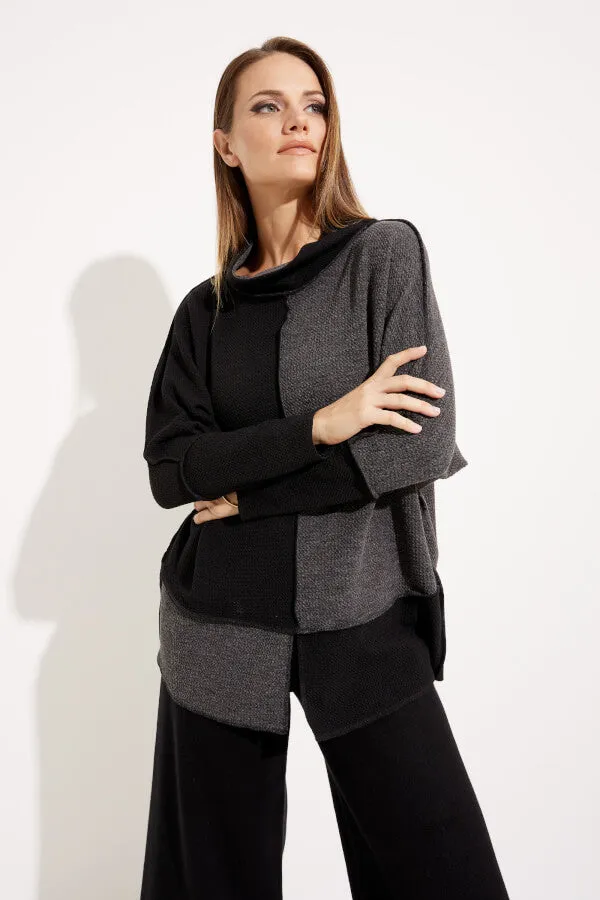 Women's Joseph Ribkoff | Color Block Cozy Comfort Sweater | Black Grey