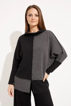Women's Joseph Ribkoff | Color Block Cozy Comfort Sweater | Black Grey