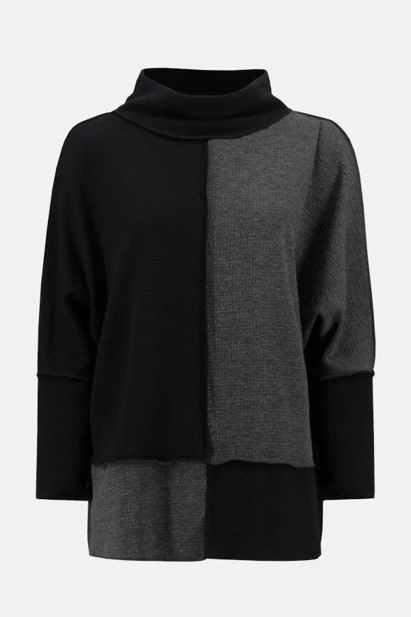 Women's Joseph Ribkoff | Color Block Cozy Comfort Sweater | Black Grey