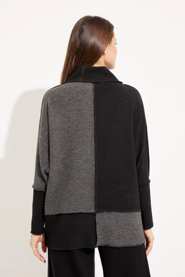 Women's Joseph Ribkoff | Color Block Cozy Comfort Sweater | Black Grey