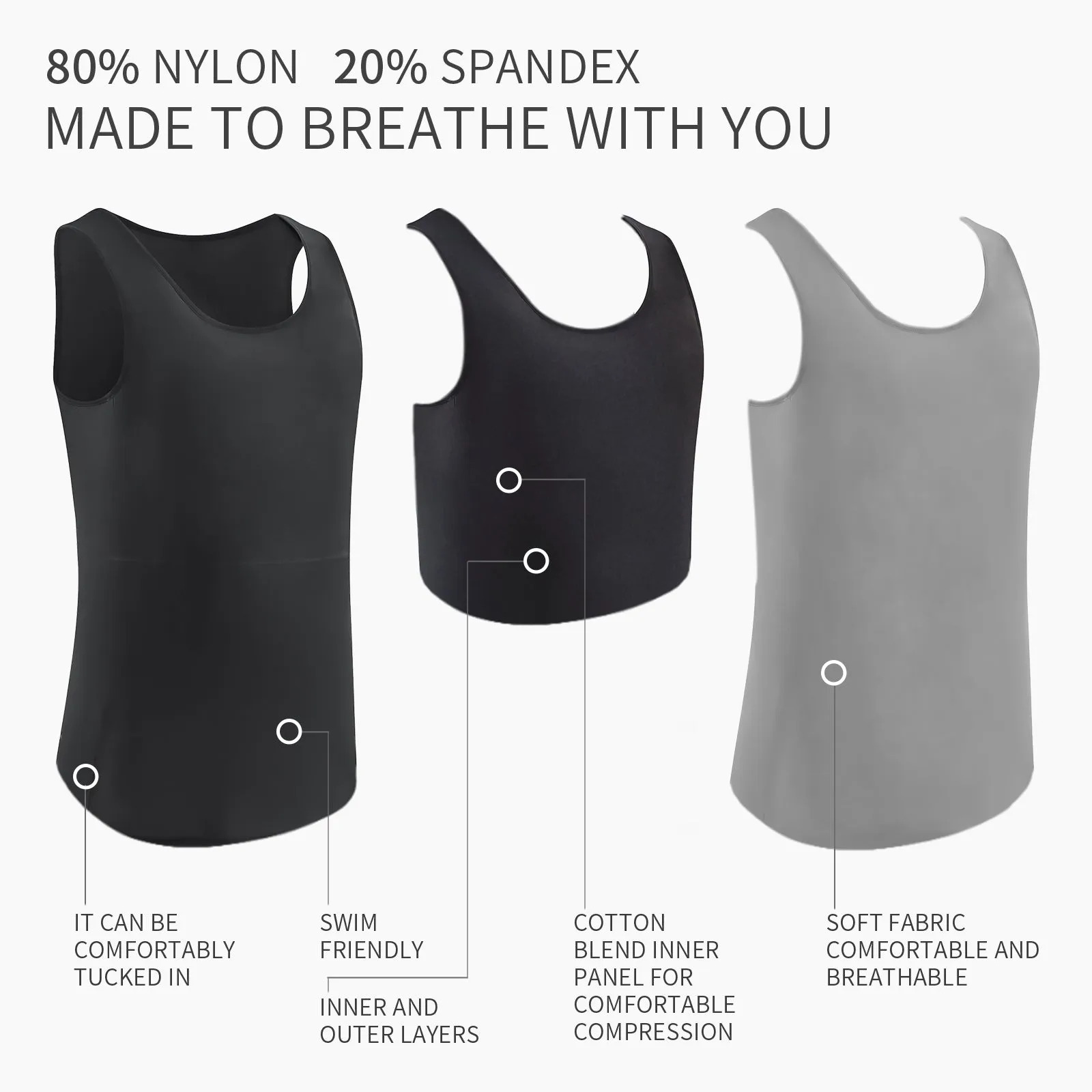 XUJI Breathable Tank Chest Binder - XUJI Srore